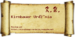 Kirnbauer Uránia névjegykártya